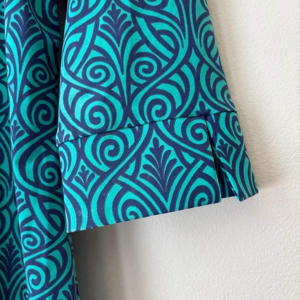 Katherine Way Aqua Blue Scroll Print Tunic Top Medium Resortwear - Picture 4 of 6